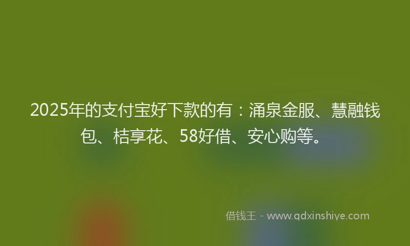 2025年的支付宝好下款的有：涌泉金服、慧融钱包、桔享花、58好借、安心购等。