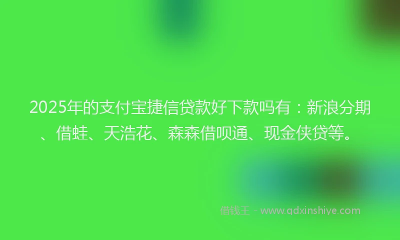 2025年的支付宝捷信贷款好下款吗有：新浪分期、借蛙、天浩花、森森借呗通、现金侠贷等。