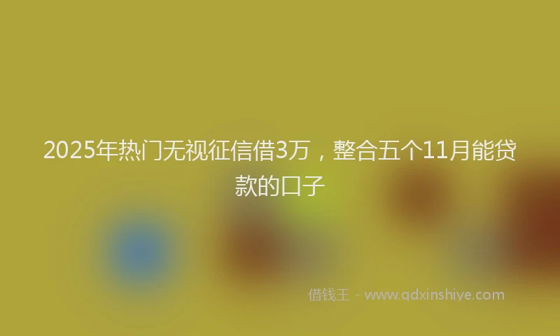2025年热门无视征信借3万，整合五个11月能贷款的口子