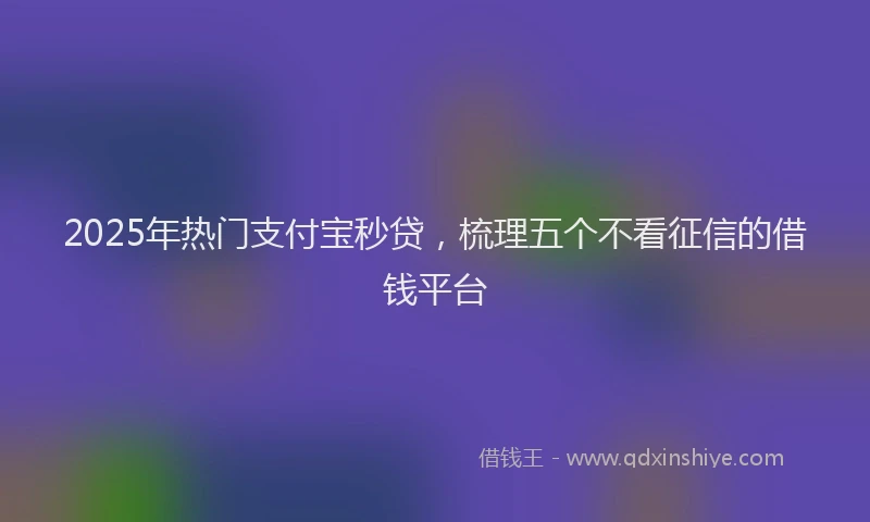 2025年热门支付宝秒贷，梳理五个不看征信的借钱平台