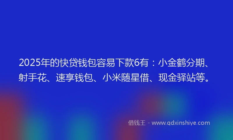 2025年的快贷钱包容易下款6有：小金鹤分期、射手花、速享钱包、小米随星借、现金驿站等。
