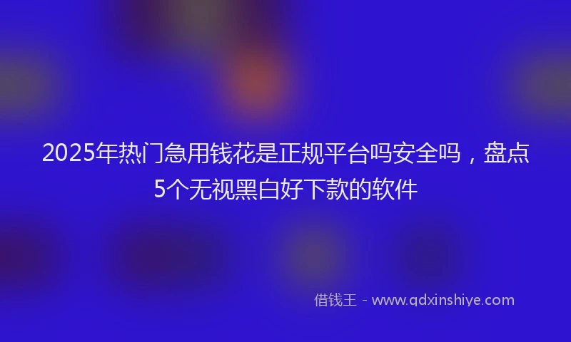 2025年热门急用钱花是正规平台吗安全吗，盘点5个无视黑白好下款的软件