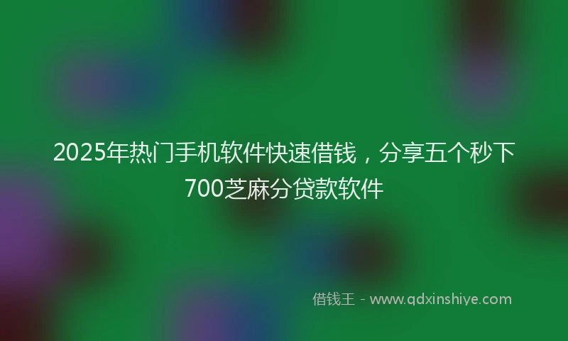 2025年热门手机软件快速借钱，分享五个秒下700芝麻分贷款软件