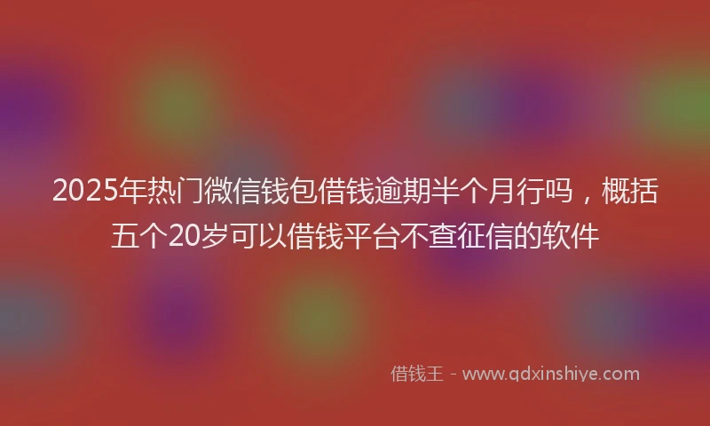 2025年热门微信钱包借钱逾期半个月行吗，概括五个20岁可以借钱平台不查征信的软件
