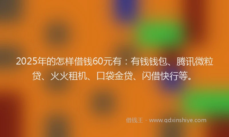 2025年的怎样借钱60元有：有钱钱包、腾讯微粒贷、火火租机、口袋金贷、闪借快行等。