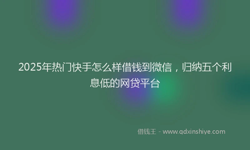 2025年热门快手怎么样借钱到微信，归纳五个利息低的网贷平台