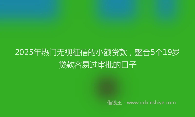 2025年热门无视征信的小额贷款，整合5个19岁贷款容易过审批的口子