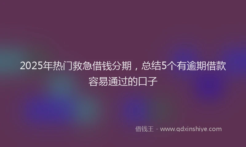 2025年热门救急借钱分期，总结5个有逾期借款容易通过的口子