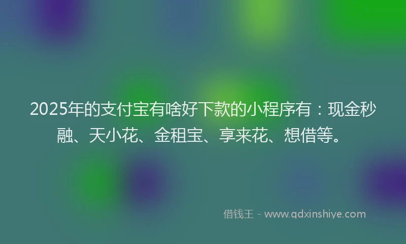 2025年的支付宝有啥好下款的小程序有：现金秒融、天小花、金租宝、享来花、想借等。