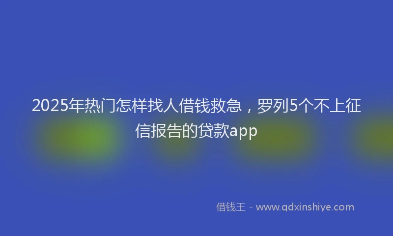 2025年热门怎样找人借钱救急，罗列5个不上征信报告的贷款app