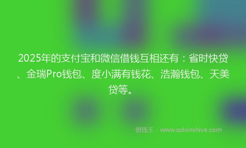 2025年的支付宝和微信借钱互相还有：省时快贷、金瑞Pro钱包、度小满有钱花、浩瀚钱包、天美贷等。
