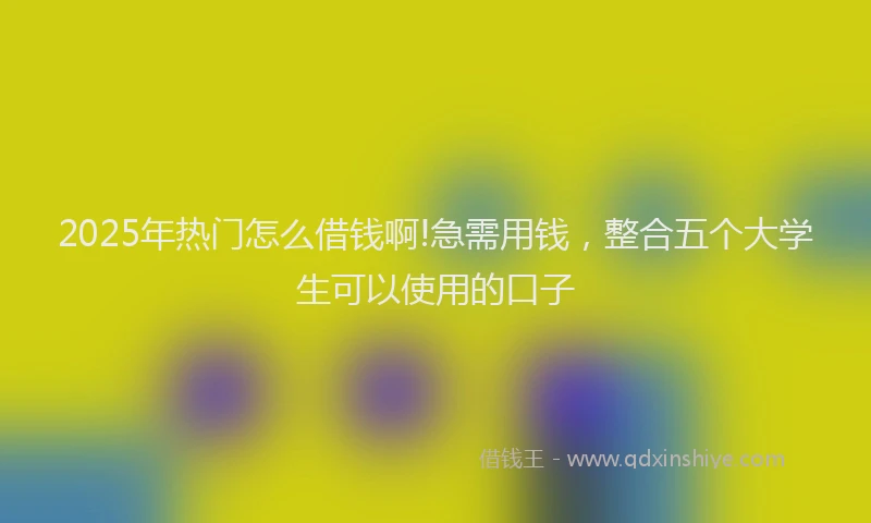 2025年热门怎么借钱啊!急需用钱，整合五个大学生可以使用的口子
