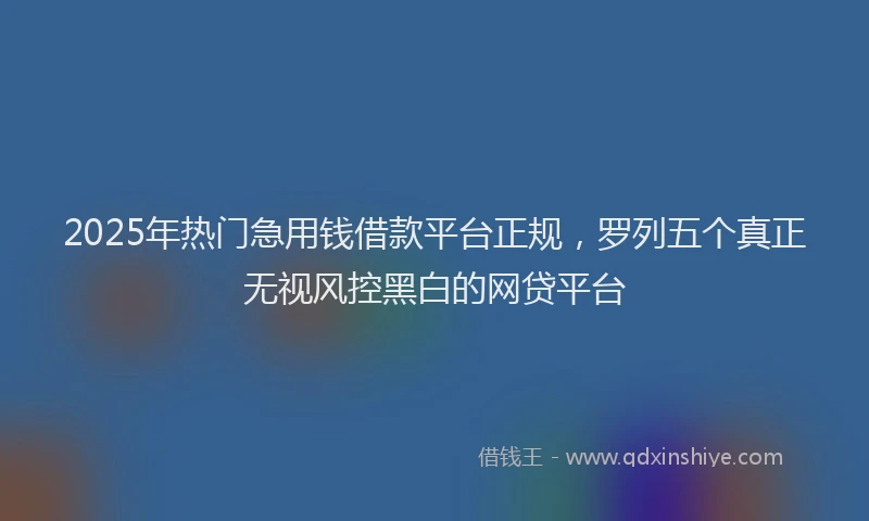 2025年热门急用钱借款平台正规，罗列五个真正无视风控黑白的网贷平台