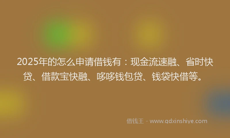2025年的怎么申请借钱有：现金流速融、省时快贷、借款宝快融、哆哆钱包贷、钱袋快借等。