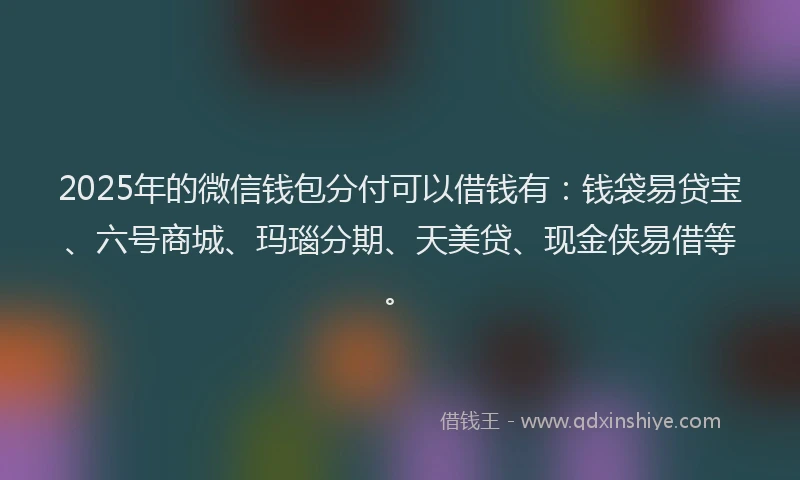 2025年的微信钱包分付可以借钱有：钱袋易贷宝、六号商城、玛瑙分期、天美贷、现金侠易借等。
