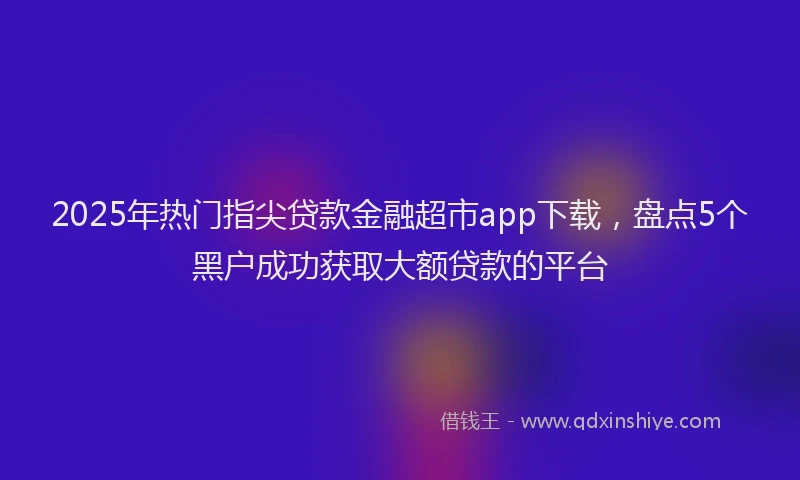 2025年热门指尖贷款金融超市app下载，盘点5个黑户成功获取大额贷款的平台