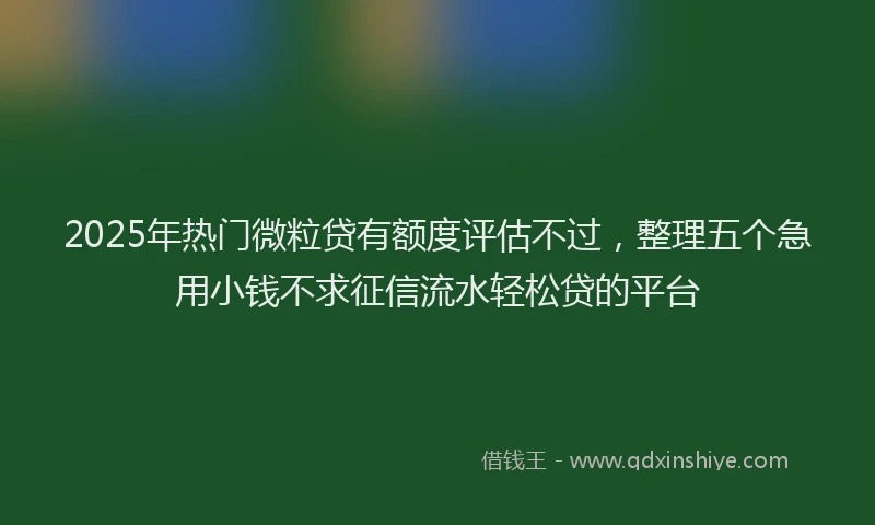 2025年热门微粒贷有额度评估不过，整理五个急用小钱不求征信流水轻松贷的平台