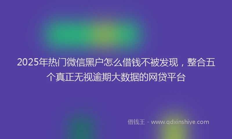 2025年热门微信黑户怎么借钱不被发现，整合五个真正无视逾期大数据的网贷平台