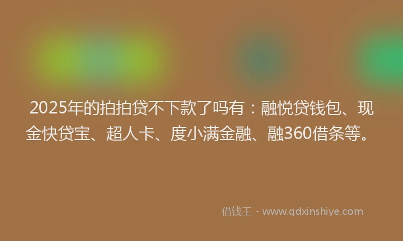 2025年的拍拍贷不下款了吗有：融悦贷钱包、现金快贷宝、超人卡、度小满金融、融360借条等。