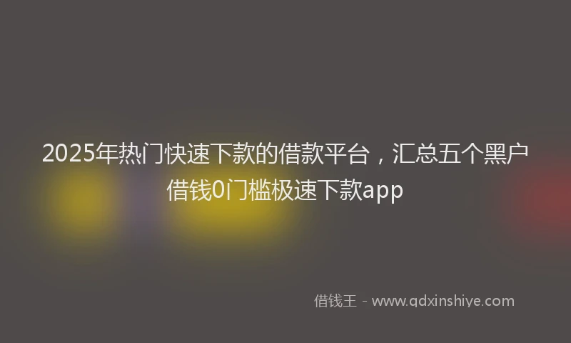 2025年热门快速下款的借款平台，汇总五个黑户借钱0门槛极速下款app