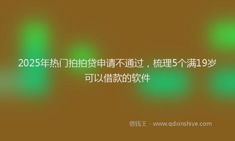 2025年热门拍拍贷申请不通过，梳理5个满19岁可以借款的软件