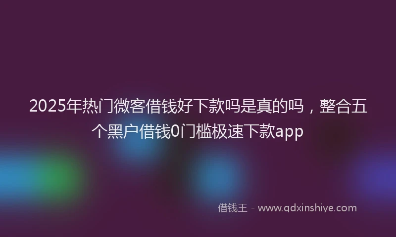 2025年热门微客借钱好下款吗是真的吗，整合五个黑户借钱0门槛极速下款app