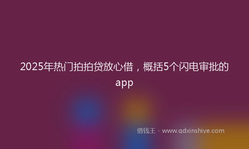 2025年热门拍拍贷放心借，概括5个闪电审批的app
