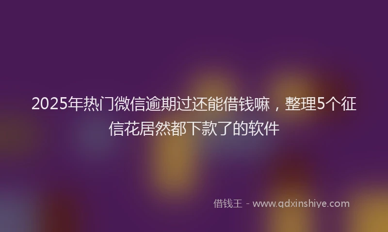 2025年热门微信逾期过还能借钱嘛，整理5个征信花居然都下款了的软件