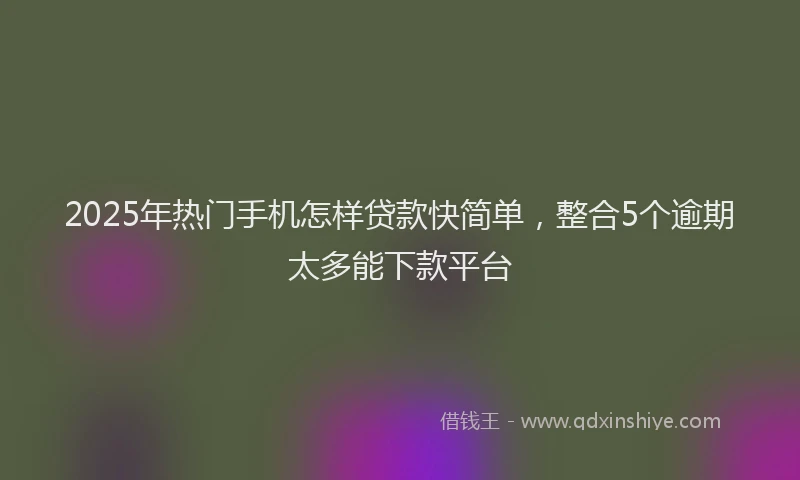 2025年热门手机怎样贷款快简单，整合5个逾期太多能下款平台