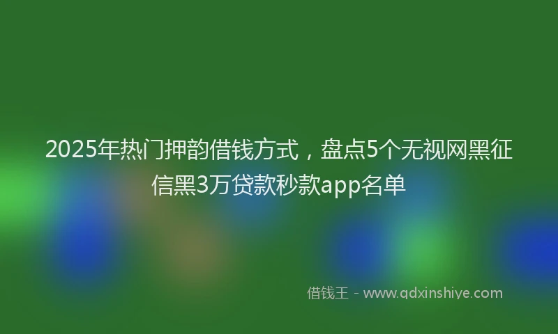 2025年热门押韵借钱方式，盘点5个无视网黑征信黑3万贷款秒款app名单