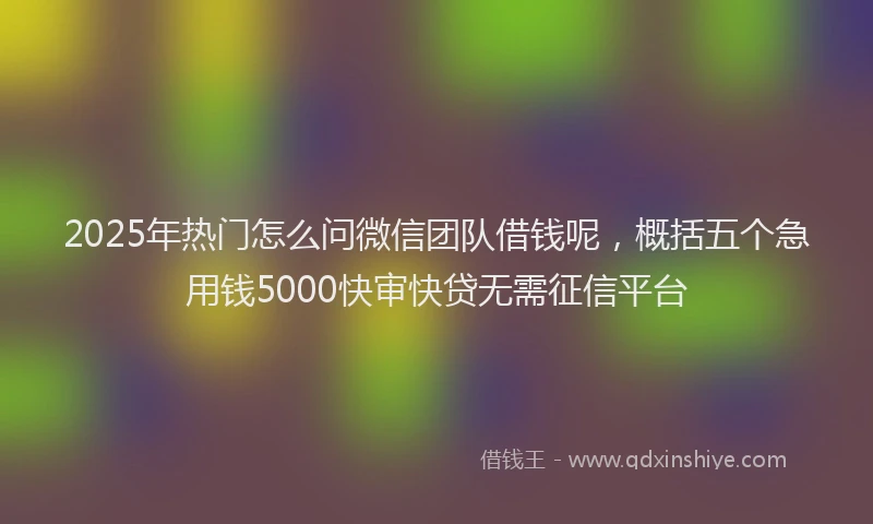 2025年热门怎么问微信团队借钱呢，概括五个急用钱5000快审快贷无需征信平台