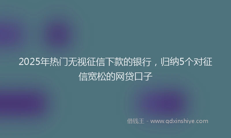 2025年热门无视征信下款的银行，归纳5个对征信宽松的网贷口子