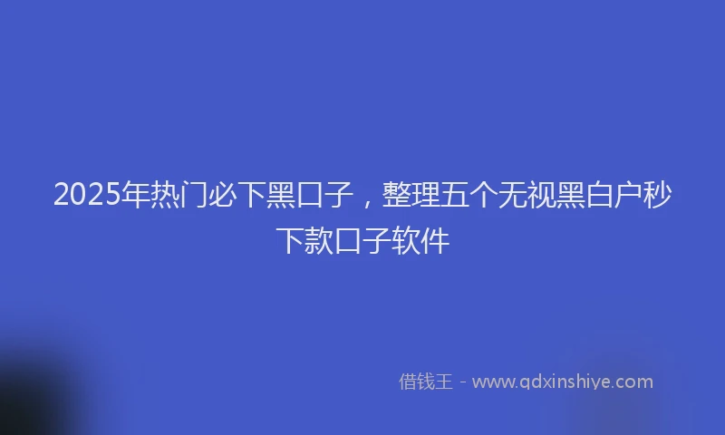 2025年热门必下黑口子，整理五个无视黑白户秒下款口子软件