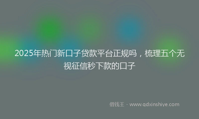 2025年热门新口子贷款平台正规吗，梳理五个无视征信秒下款的口子