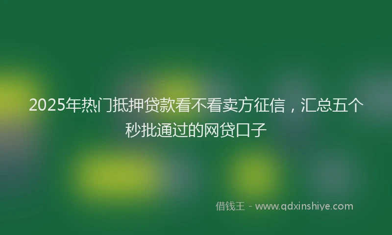 2025年热门抵押贷款看不看卖方征信，汇总五个秒批通过的网贷口子