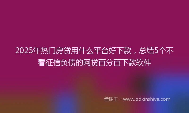 2025年热门房贷用什么平台好下款，总结5个不看征信负债的网贷百分百下款软件