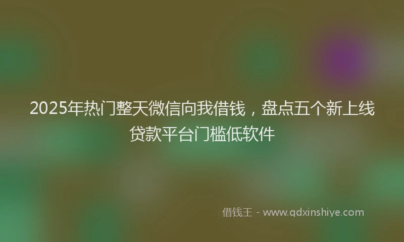 2025年热门整天微信向我借钱，盘点五个新上线贷款平台门槛低软件
