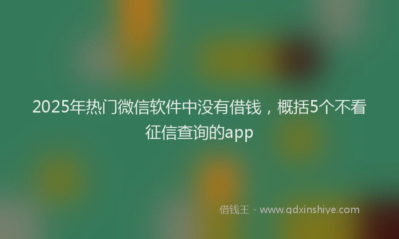 2025年热门微信软件中没有借钱，概括5个不看征信查询的app