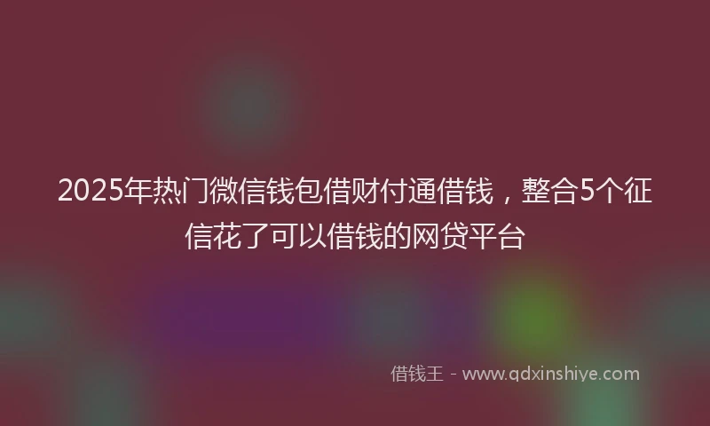 2025年热门微信钱包借财付通借钱，整合5个征信花了可以借钱的网贷平台