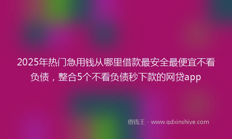 2025年热门急用钱从哪里借款最安全最便宜不看负债，整合5个不看负债秒下款的网贷app