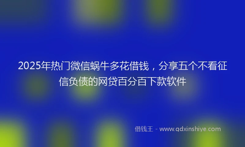 2025年热门微信蜗牛多花借钱，分享五个不看征信负债的网贷百分百下款软件