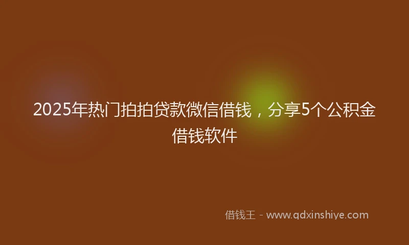 2025年热门拍拍贷款微信借钱，分享5个公积金借钱软件