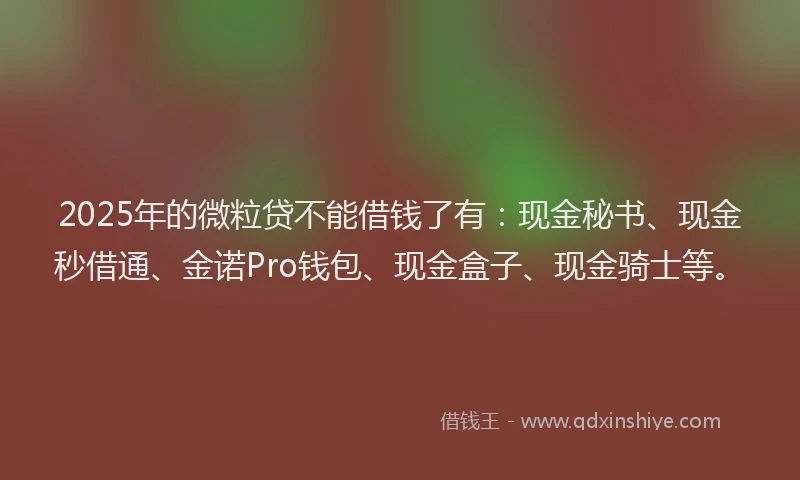 2025年的微粒贷不能借钱了有：现金秘书、现金秒借通、金诺Pro钱包、现金盒子、现金骑士等。
