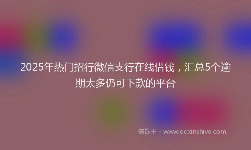 2025年热门招行微信支行在线借钱，汇总5个逾期太多仍可下款的平台
