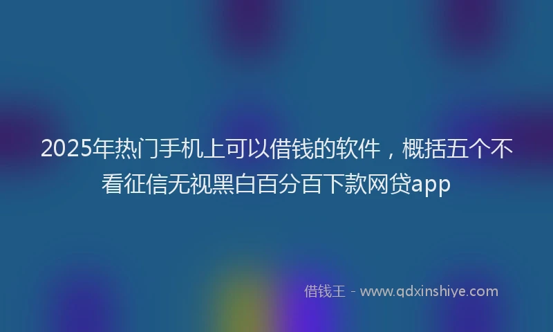 2025年热门手机上可以借钱的软件，概括五个不看征信无视黑白百分百下款网贷app