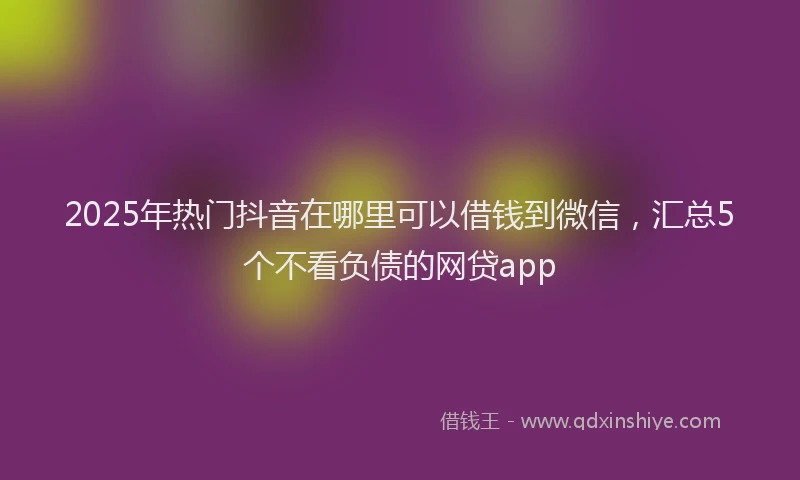 2025年热门抖音在哪里可以借钱到微信，汇总5个不看负债的网贷app