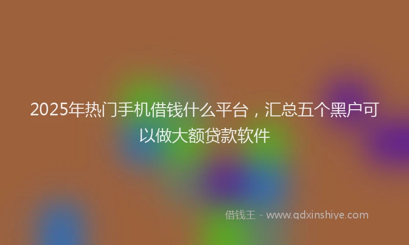 2025年热门手机借钱什么平台，汇总五个黑户可以做大额贷款软件