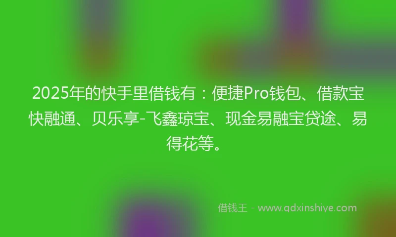 2025年的快手里借钱有：便捷Pro钱包、借款宝快融通、贝乐享-飞鑫琼宝、现金易融宝贷途、易得花等。