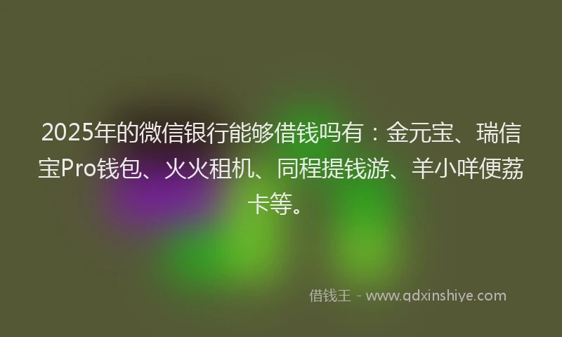 2025年的微信银行能够借钱吗有：金元宝、瑞信宝Pro钱包、火火租机、同程提钱游、羊小咩便荔卡等。