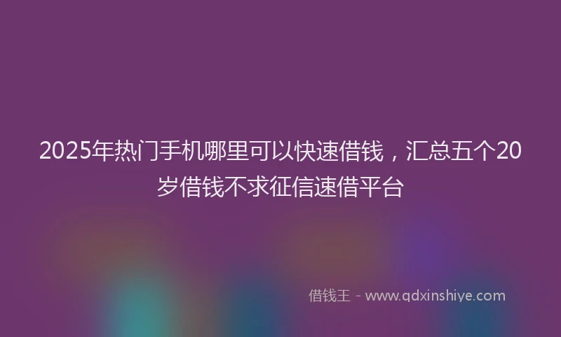 2025年热门手机哪里可以快速借钱，汇总五个20岁借钱不求征信速借平台